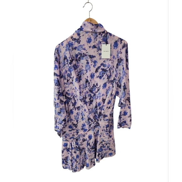 Isabel Marant Robe Fergie Silk Asymmetric Floral Dress Blue Size 40 - Picture 4 of 17